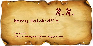 Mezey Malakiás névjegykártya